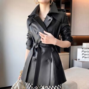 Black Sheepskin Trench Coat