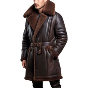 Stylish Sheepskin Aviator Coat