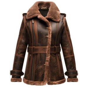 Vintage Shearling Belted Coat
