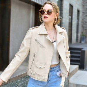 Beige Sheepskin Biker