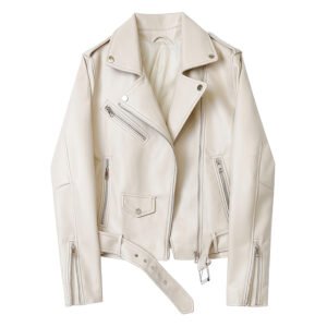 Beige Sheepskin Biker
